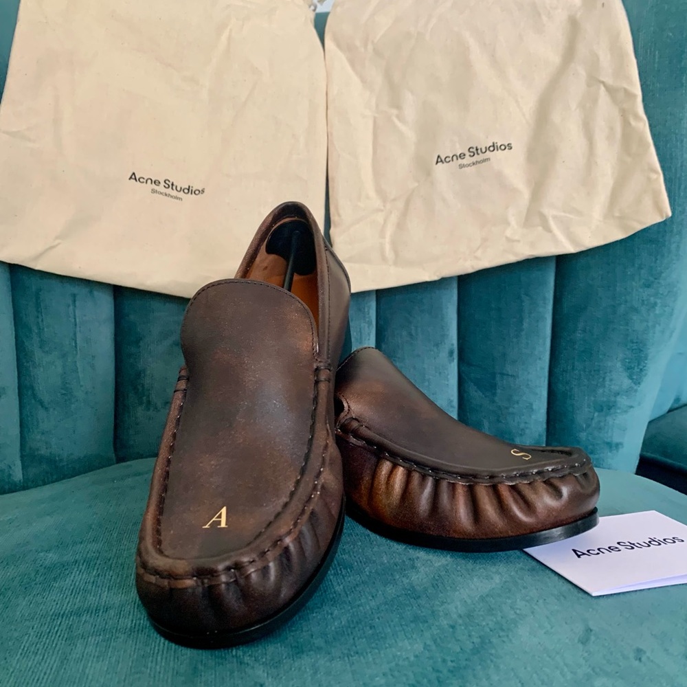 Acne Studios Brown Initials Loafers